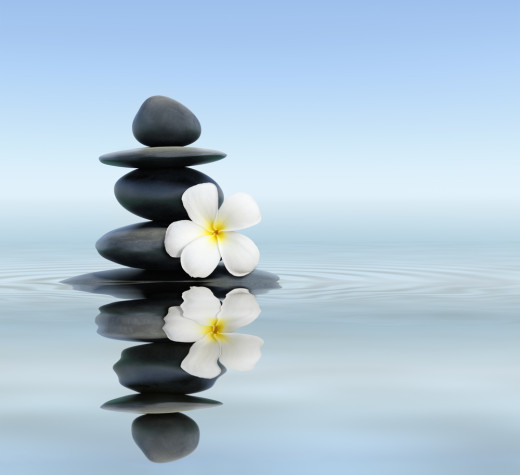 peaceful stones and flower