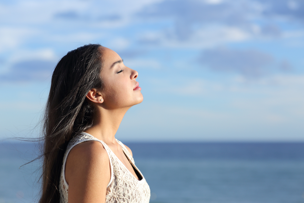 peaceful woman by the sea