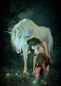 woman with unicorn