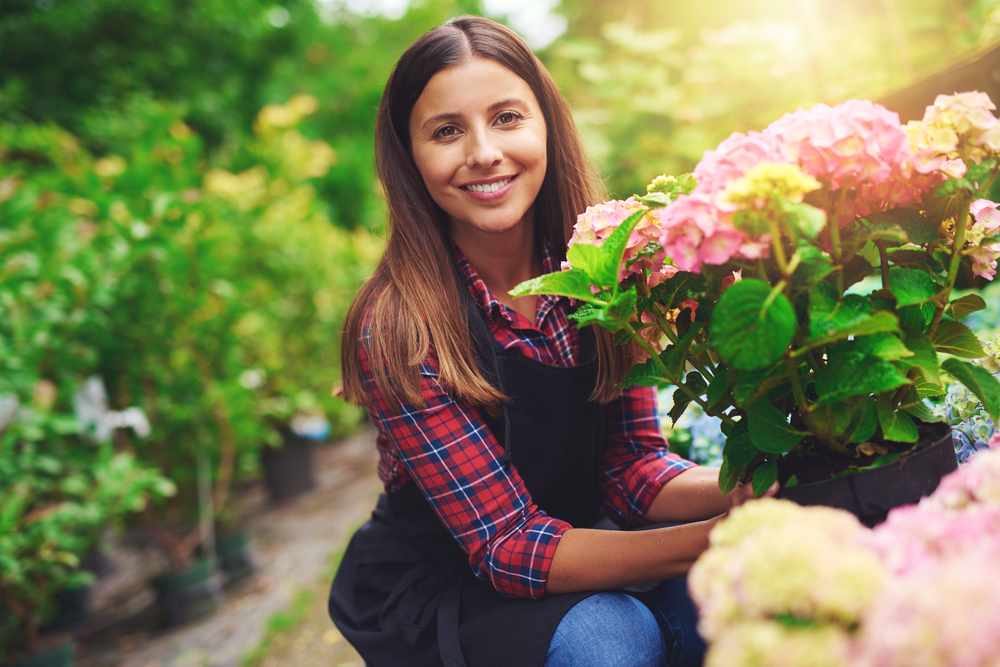 woman with beautiful flowers