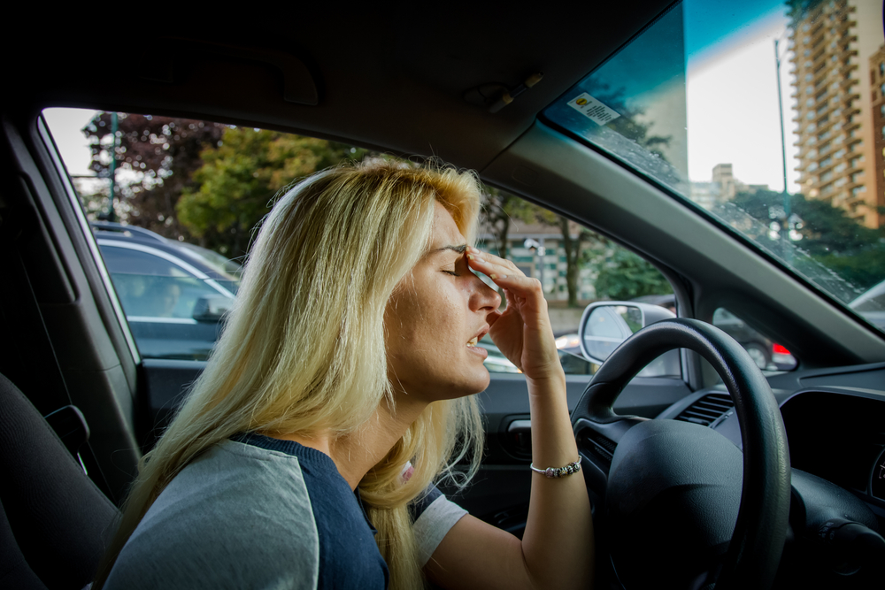 Stuck in traffic. Stress, anxiety of technology.