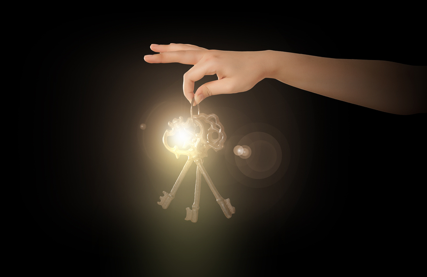 3 glowing keys on a ring