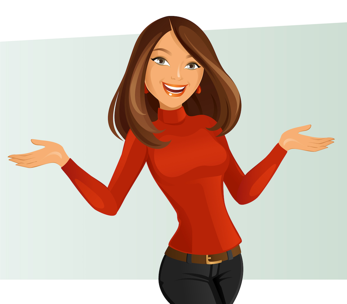 drawing of confident, happy woman